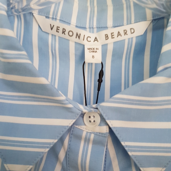 NEW Veronica Beard Blue Ferris Ruched Shirtdress 8 - Picture 8 of 11